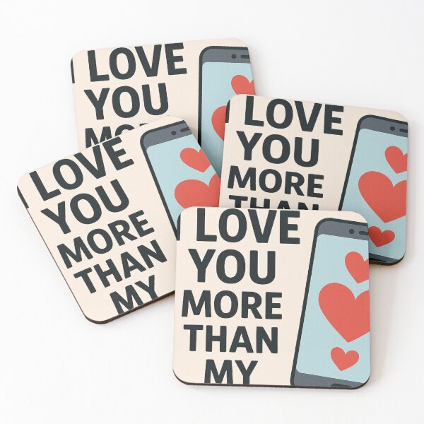 Item preview, I Love You More Than My Phone - Humor Couple Valentine's Day Smartphone Addiction Digital Modern designed and sold by Lyvion design.