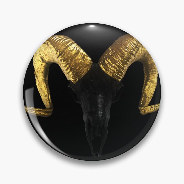 Item preview, Black carbon ram skull with golden horns designed and sold by Monti-3D-Design.