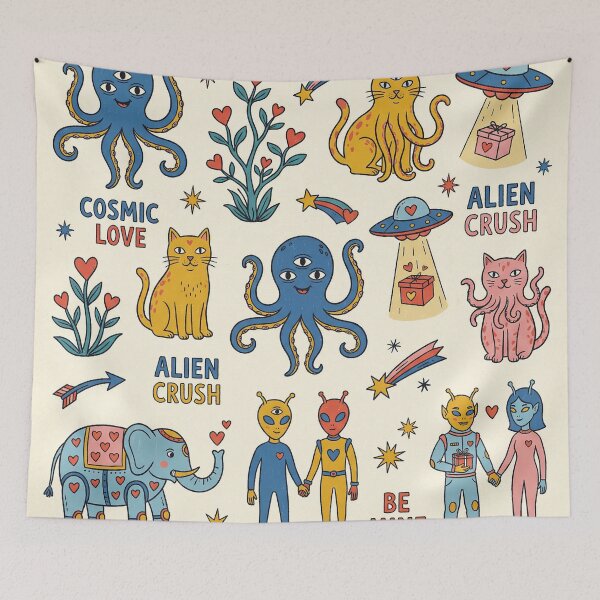 Item preview, Cosmic Love Alien Crush Mutant Cat Octopus Montage designed and sold by zzz888.
