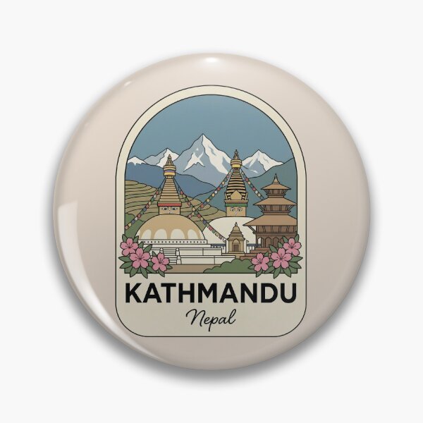 Item preview, Kathmandu Nepal Travel Badge Stupa And Himalayas Mountains designed and sold by InvestingRoad.
