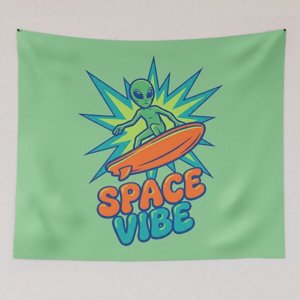 Item preview, Space Vibe Retro Alien Surfer designed and sold by AwesomeBeyondLimits.