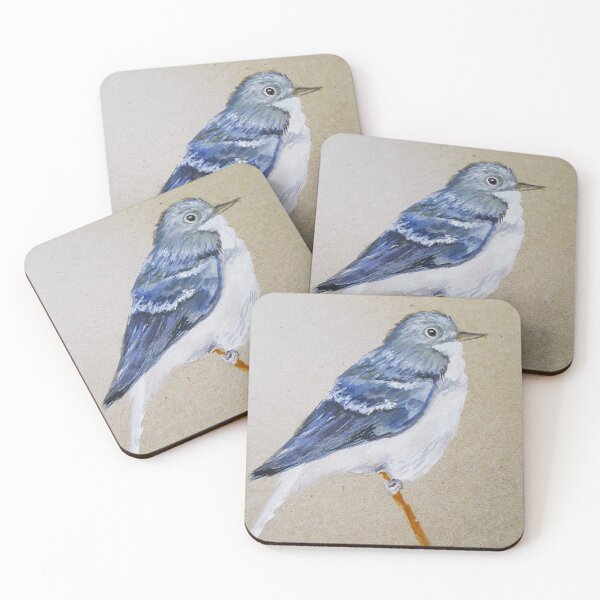 Item preview, Wild Bird Grasping Twig in Blue Gray and White Artwork designed and sold by ajoann.