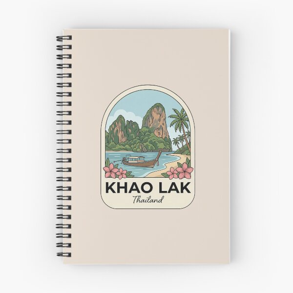 Item preview, Khao Lak Thailand Vintage Travel Badge, Tropical Beach, Long-tail Boat and Palm Trees designed and sold by InvestingRoad.