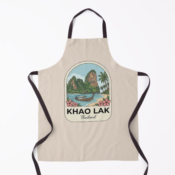 Item preview, Khao Lak Thailand Vintage Travel Badge, Tropical Beach, Long-tail Boat and Palm Trees designed and sold by InvestingRoad.