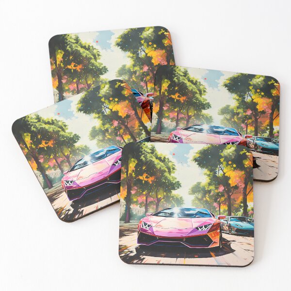 Item preview, Exotic Coupe Car Racing Past Autumn Foliage Sunny Urban Avenue designed and sold by RevUpDesign.