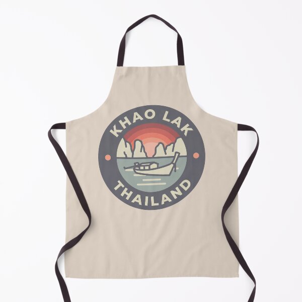 Item preview, Khao Lak Thailand Vintage Travel Badge, Tropical Beach, Long-tail Boat and Palm Trees designed and sold by InvestingRoad.