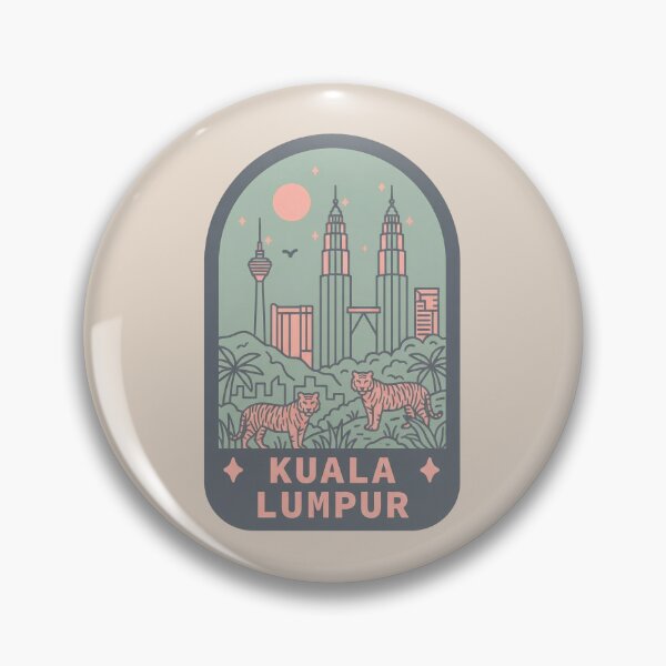 Item preview, Kuala Lumpur Malaysia Retro Badge, Petronas Twin Towers Cityscape designed and sold by InvestingRoad.
