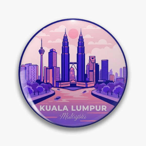 Item preview, Kuala Lumpur Malaysia Retro Badge, Petronas Twin Towers Cityscape designed and sold by InvestingRoad.