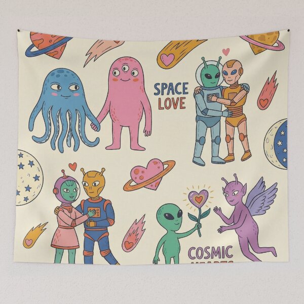 Item preview, Space Love Cosmic Hearts Cute Alien Couples Montage designed and sold by zzz888.