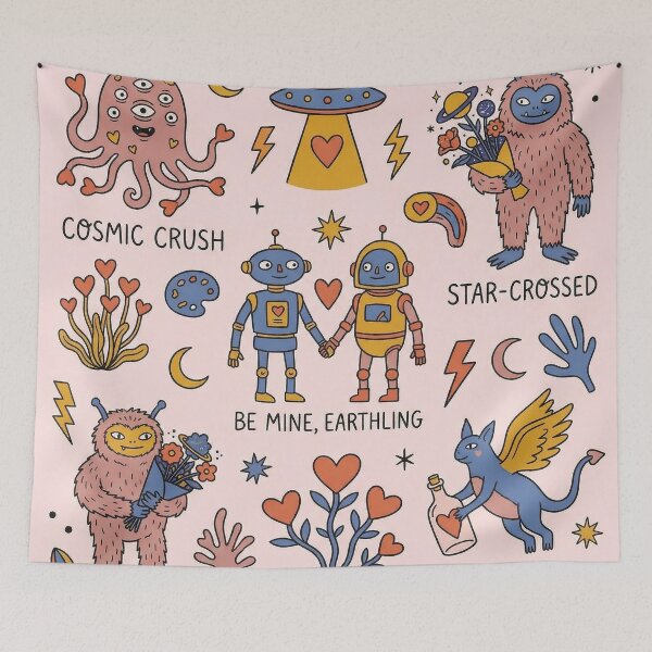 Item preview, Cosmic Crush Alien Robot Star-Crossed Love Montage designed and sold by zzz888.