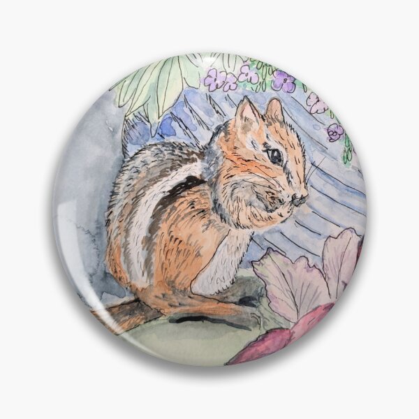 Item preview, Chipmunk Watercolor Illustration Eating Seeds Among Potted Plants designed and sold by ajoann.