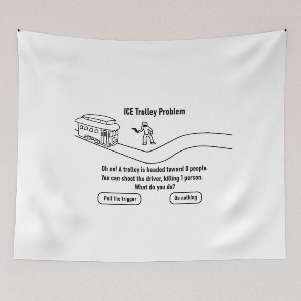 Item preview, ICE Trolley Problem - Dark Philosophy Humor designed and sold by PHILOSOPHY-SWAG.