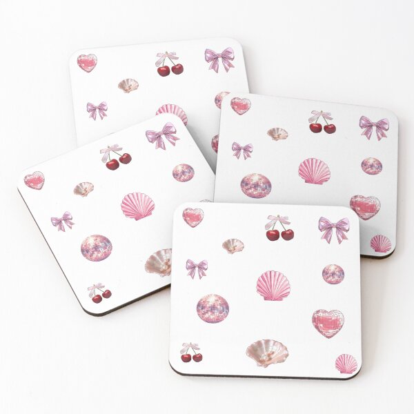 Item preview, Pink Coquette Aesthetic Sticker Pack - Bows, Cherries, Shells, and Disco Hearts designed and sold by Aesthetic Crew.