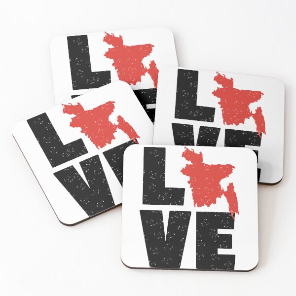 Item preview, Love Bangladesh Word Large text print and Map of country (black & red) designed and sold by dezanli.