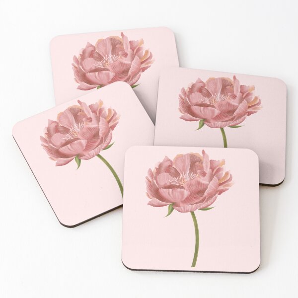 Item preview, Hand drawn botanical illustration. A lush pink peony flower painted in watercolor style on a white background designed and sold by Grin Katalina Floral Patterns & Cozy Art.
