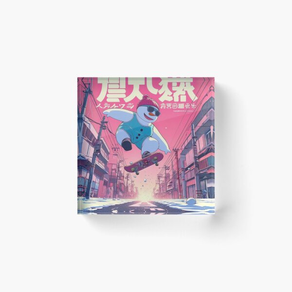 Item preview, "Frostbyte Kickflip: Snowman Shreds the Neon Melt" designed and sold by Print Fiction.