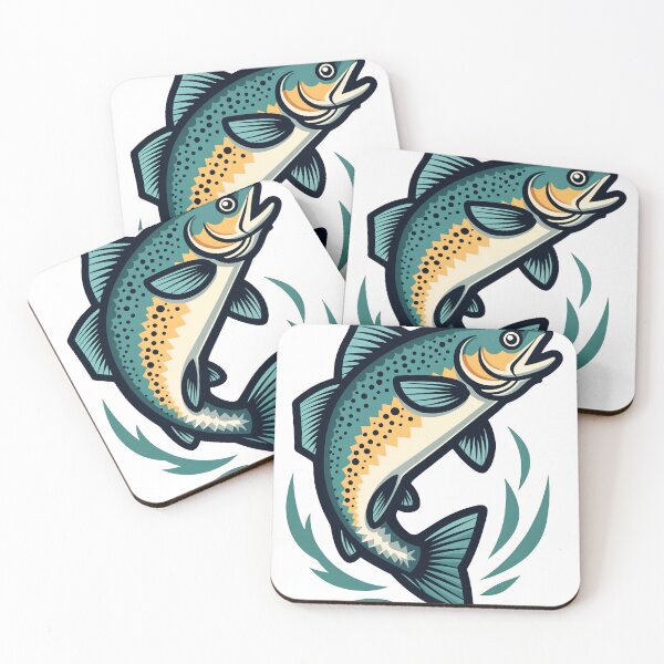 Item preview, Vibrant trout fish jumping out of water in dynamic motion designed and sold by Creative88Art.