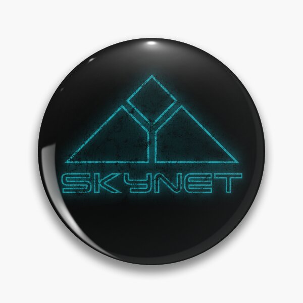 Item preview, Terminator Skynet 80s Teal Neon Logo Distressed designed and sold by Power Up Prints.