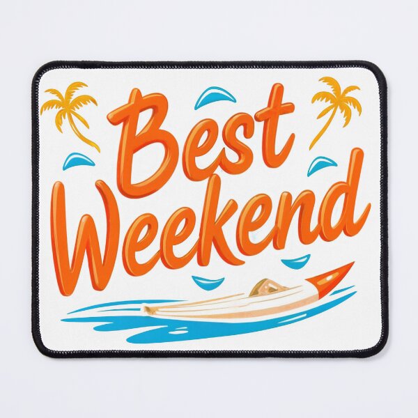 Item preview, Vibrant Best Weekend typography with boat and palm trees designed and sold by Creative88Art.