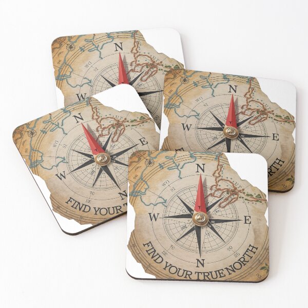Item preview, Vintage compass with red needle on old map finding true north designed and sold by Creative88Art.