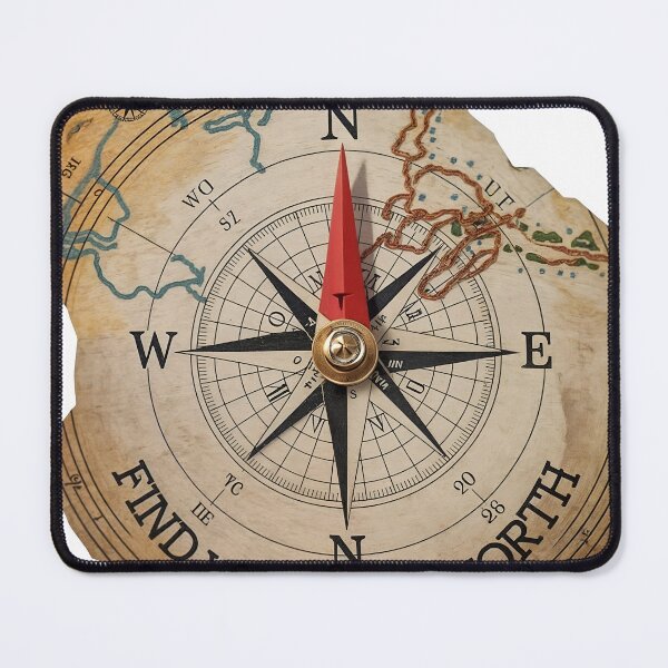 Item preview, Vintage compass with red needle on old map finding true north designed and sold by Creative88Art.