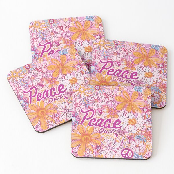 Item preview, Peace Out Floral Groovy Pattern – Retro Hippie Vibes designed and sold by EK-World.