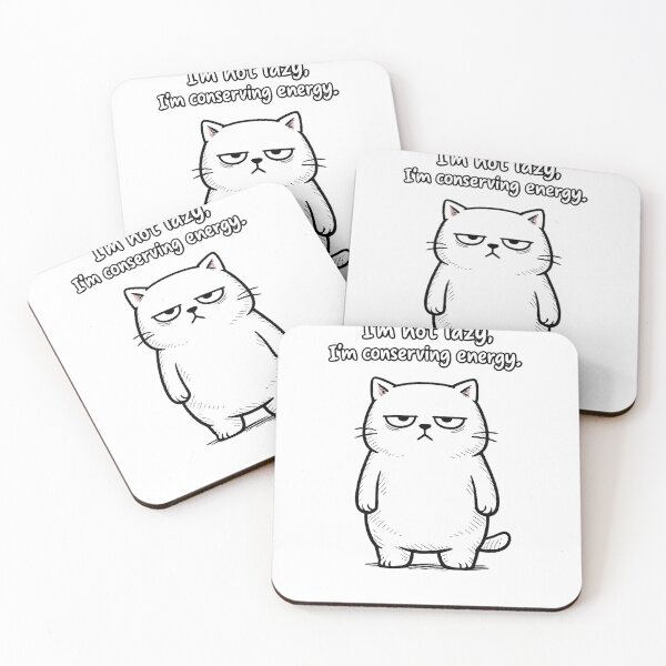 Item preview, Funny Not Lazy Conserving Energy Sarcastic Cat Humor designed and sold by HappyPatchEG.
