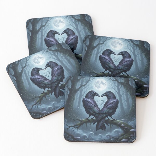 Item preview, Gothic Raven Couple Heart – Mystical Dark Forest Art designed and sold by FUIRY .