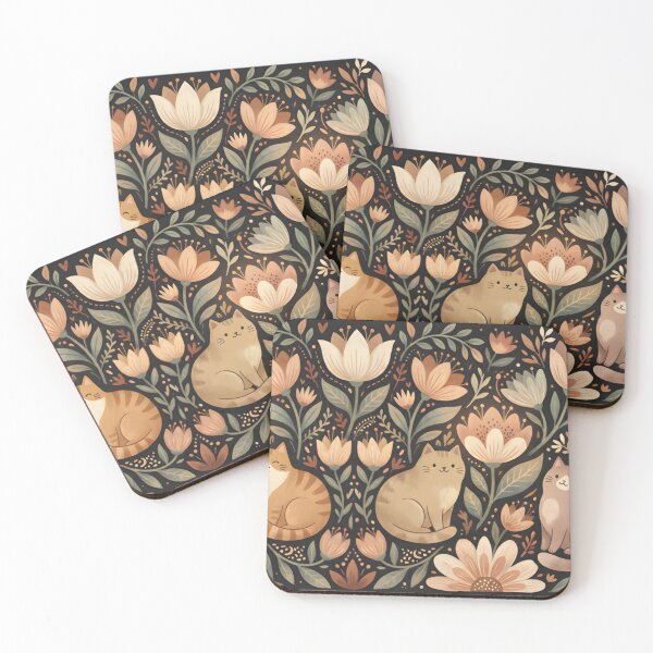 Item preview, Enchanted Feline Garden Seamless Pattern designed and sold by CharlieDesings.