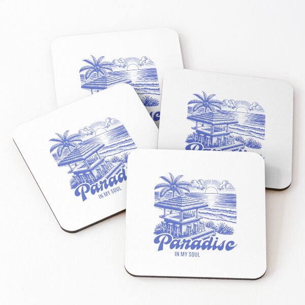 Item preview, Paradise In My Soul — Retro Blue Coastal Beach Bar Illustration designed and sold by Colorful-Garden.