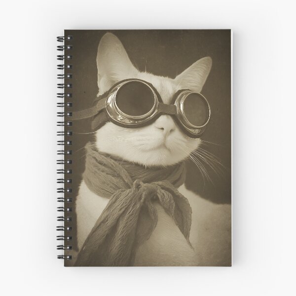 Item preview, Vintage Aviator Cat – Steampunk Scarf & Goggles Sepia designed and sold by EK-World.