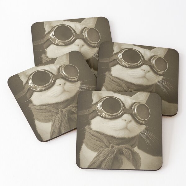 Item preview, Vintage Aviator Cat – Steampunk Scarf & Goggles Sepia designed and sold by EK-World.