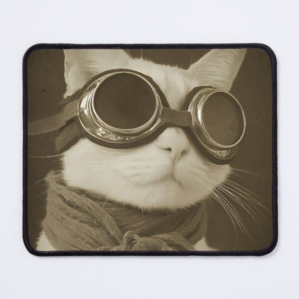 Item preview, Vintage Aviator Cat – Steampunk Scarf & Goggles Sepia designed and sold by EK-World.