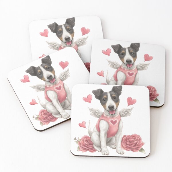 Item preview, Watercolor smooth fox terrier angel dog designed and sold by olenapetol.