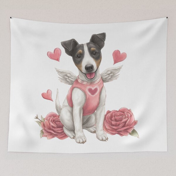 Item preview, Watercolor smooth fox terrier angel dog designed and sold by olenapetol.