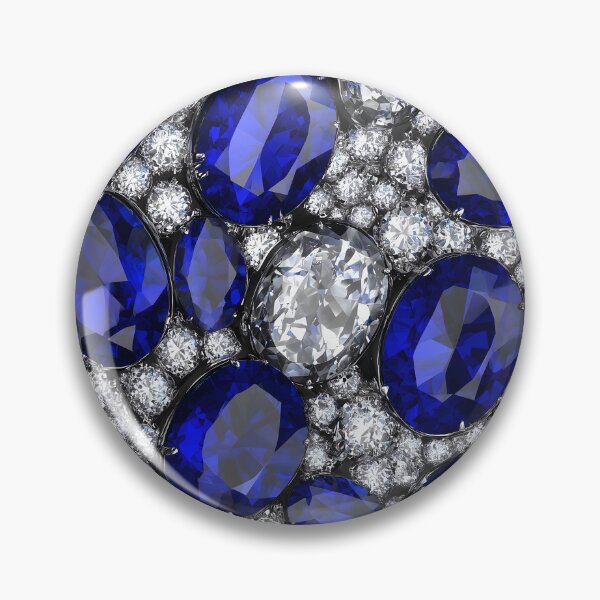 Item preview, Sapphire Diamond Oval Cluster Pattern With Rich Deep Blue Gems, Brilliant Cut Crystals, Glamorous And Elegant Luxury Jewelry designed and sold by meganohm.