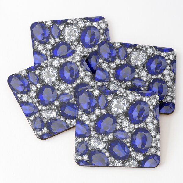 Item preview, Sapphire Diamond Oval Cluster Pattern With Rich Deep Blue Gems, Brilliant Cut Crystals, Glamorous And Elegant Luxury Jewelry designed and sold by meganohm.