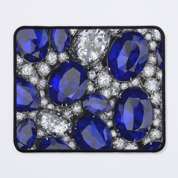 Item preview, Sapphire Diamond Oval Cluster Pattern With Rich Deep Blue Gems, Brilliant Cut Crystals, Glamorous And Elegant Luxury Jewelry designed and sold by meganohm.