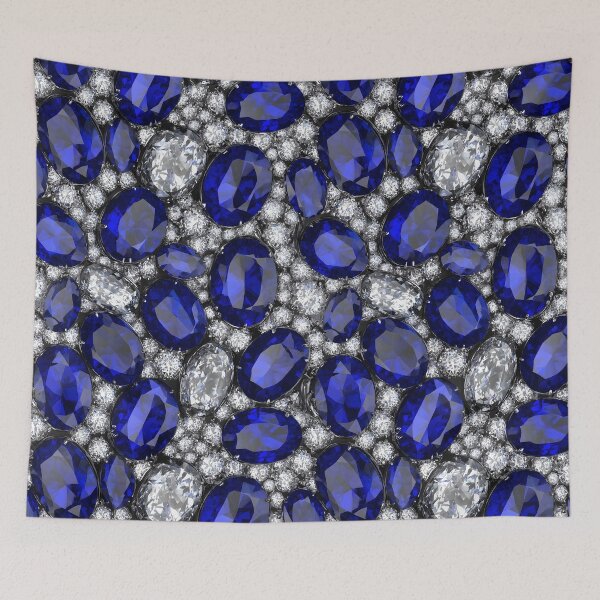 Item preview, Sapphire Diamond Oval Cluster Pattern With Rich Deep Blue Gems, Brilliant Cut Crystals, Glamorous And Elegant Luxury Jewelry designed and sold by meganohm.