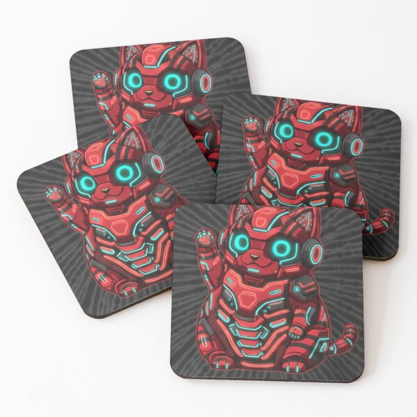 Item preview, Cat Maneki Neko Mecha Cyberpunk Neon designed and sold by ✨Eternity Art & Pets ✨.