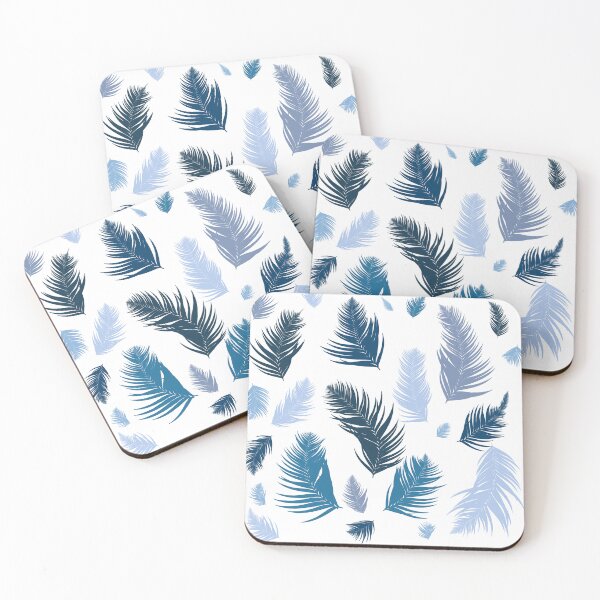 Item preview, Deep Ocean Blue Tropical Feather Pattern Design designed and sold by LYAN-STORE.