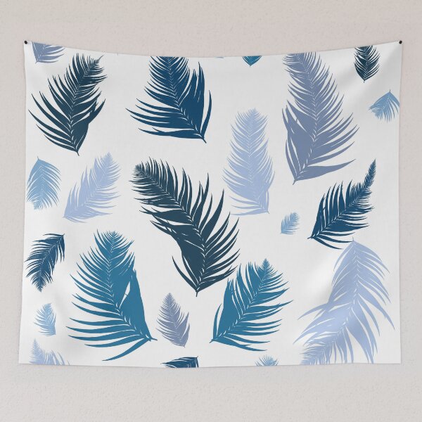 Item preview, Deep Ocean Blue Tropical Feather Pattern Design designed and sold by LYAN-STORE.