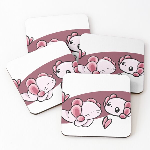Item preview, Cute kawaii pink axolotl pair floating illustration designed and sold by LYAN-STORE.