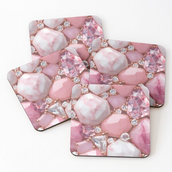 Item preview, Pink White Gemstone Rose Gold Jewelry Pattern With Quartz, Blush Crystals, Diamond Accents, Soft Glam Shine And Elegant Luxury designed and sold by meganohm.