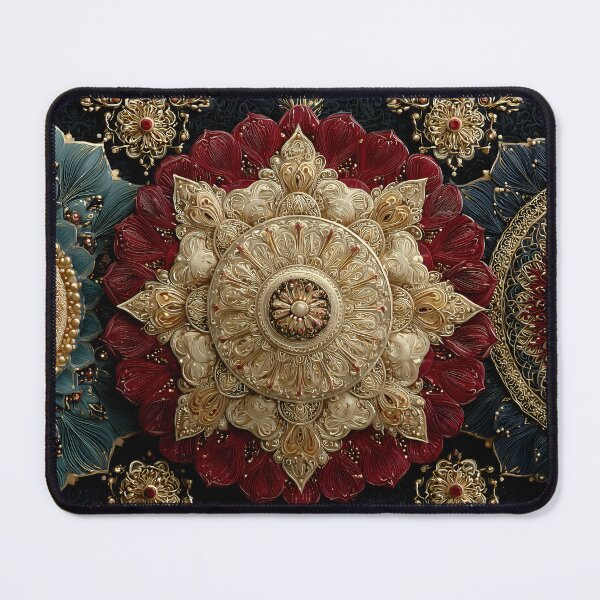 Item preview, Golden Jewel Mandala – Teal & Burgundy Luxury Ornament designed and sold by EK-World.