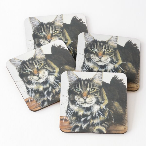 Item preview, Nevenn Mainecoon watercolor designed and sold by ToilesdeKatia.