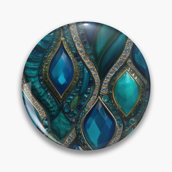 Item preview, Teal Blue Gemstone Mosaic With Gold Accents, Diamond Details, Rich Crystal Texture, Luxury Abstract  Jewelry Pattern designed and sold by meganohm.