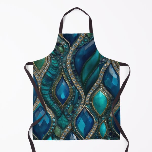 Item preview, Teal Blue Gemstone Mosaic With Gold Accents, Diamond Details, Rich Crystal Texture, Luxury Abstract  Jewelry Pattern designed and sold by meganohm.