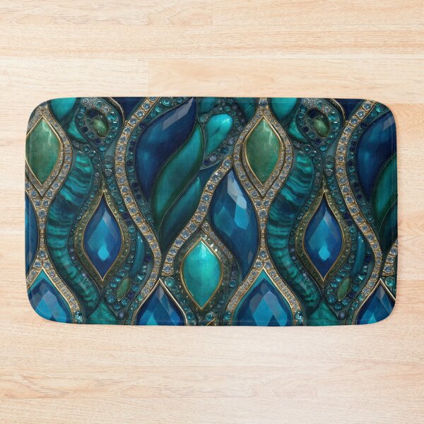 Item preview, Teal Blue Gemstone Mosaic With Gold Accents, Diamond Details, Rich Crystal Texture, Luxury Abstract  Jewelry Pattern designed and sold by meganohm.