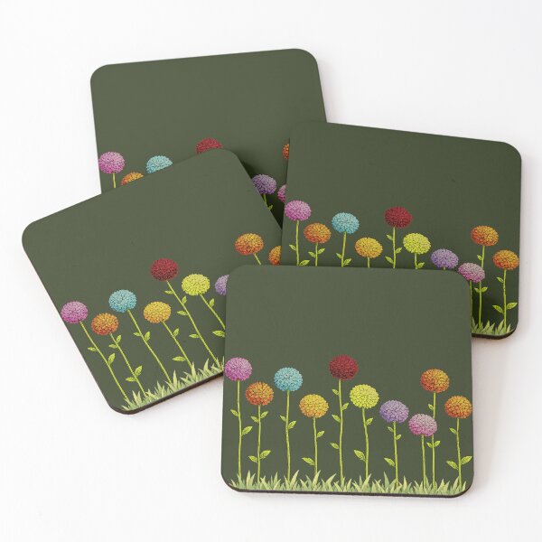 Item preview, Colorful Pompon Chrysanthemums on Long Stems – Minimal Floral Design designed and sold by busurman.